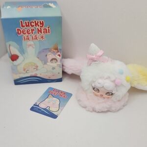 (J5) Lucky Deer Nai Labubu Marshmallow Keychain With Card
